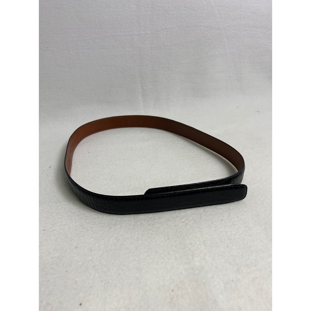 Minimalist Terry Stack Womens L Black Croc Embossed Italian Leather Velcro Belt